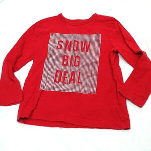 Old Navy T-Shirt Boys Size 5T Red Snow Big Deal Long Sleeve Cotton